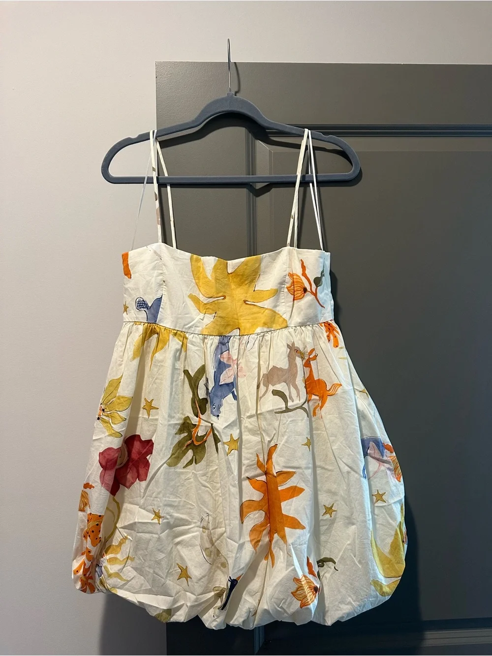 White Floral & Animal Print Bubble Dress
